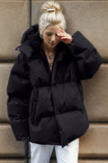 Pocketed Zip Up Hooded Puffer Jacket - Your Second Look