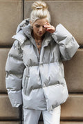 Pocketed Zip Up Hooded Puffer Jacket - Your Second Look
