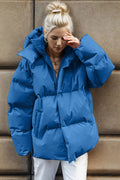 Pocketed Zip Up Hooded Puffer Jacket - Your Second Look