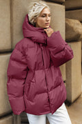 Pocketed Zip Up Hooded Puffer Jacket - Your Second Look