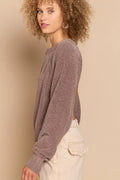 POL Round Neck Backless Sweater with Ribbed Edge - Your Second Look