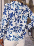 Printed Notched Long Sleeves Blouse - Your Second Look