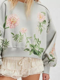 Printed Round Neck Dropped Shoulder Sweatshirt - Your Second Look