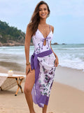 Printed Spaghetti Strap One - Piece Swimwear and Cover Up Swim Set - Your Second Look