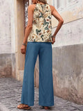 Printed Tank Top and Wide Leg Pants Set - Your Second Look