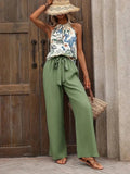 Printed Tank Top and Wide Leg Pants Set - Your Second Look