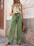 Printed Tank Top and Wide Leg Pants Set - Your Second Look