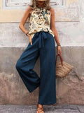 Printed Tank Top and Wide Leg Pants Set - Your Second Look