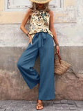 Printed Tank Top and Wide Leg Pants Set - Your Second Look
