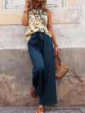 Printed Tank Top and Wide Leg Pants Set - Your Second Look
