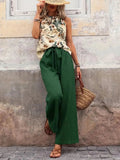Printed Tank Top and Wide Leg Pants Set - Your Second Look