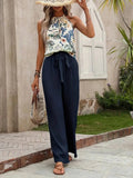 Printed Tank Top and Wide Leg Pants Set - Your Second Look