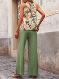 Printed Tank Top and Wide Leg Pants Set - Your Second Look
