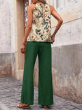 Printed Tank Top and Wide Leg Pants Set - Your Second Look