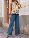 Printed Tank Top and Wide Leg Pants Set - Your Second Look