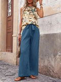 Printed Tank Top and Wide Leg Pants Set - Your Second Look
