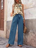 Printed Tank Top and Wide Leg Pants Set - Your Second Look
