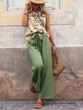 Printed Tank Top and Wide Leg Pants Set - Your Second Look