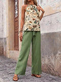 Printed Tank Top and Wide Leg Pants Set - Your Second Look