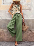 Printed Tank Top and Wide Leg Pants Set - Your Second Look