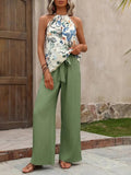 Printed Tank Top and Wide Leg Pants Set - Your Second Look