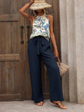 Printed Tank Top and Wide Leg Pants Set - Your Second Look