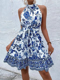 Printed Tie Waist Mini Dress - Your Second Look