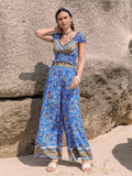 Printed V - Neck Top and Pants Set - Your Second Look