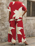 Printed V - Neck Top and Pants Set - Your Second Look