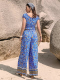 Printed V - Neck Top and Pants Set - Your Second Look