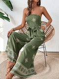 Printed Wide Leg Tube Jumpsuit - Your Second Look