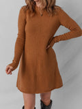 Ribbed Detail Solid Color Mini Sweater Dress - Your Second Look