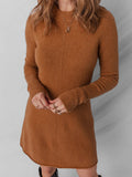 Ribbed Detail Solid Color Mini Sweater Dress - Your Second Look