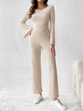 Ribbed Flare Sleeve Top and Pants Set - Your Second Look