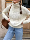 Ribbed Hem Turtleneck Long Sleeve Sweater - Your Second Look