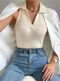 Ribbed Knit Polo Collar Tank Top - Your Second Look