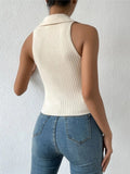 Ribbed Knit Polo Collar Tank Top - Your Second Look