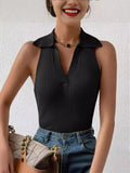 Ribbed Knit Polo Collar Tank Top - Your Second Look