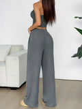 Ribbed Knit Strapless Crop Top and Pants Set - Your Second Look