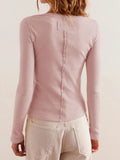 Ribbed Round Neck Long Sleeve Top - Your Second Look