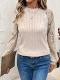 Ribbed Sheer Lace Sleeve Top - Your Second Look