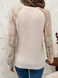 Ribbed Sheer Lace Sleeve Top - Your Second Look
