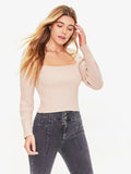 Ribbed Square Neck Long Sleeve Sweater - Your Second Look
