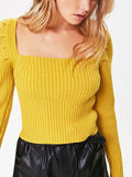 Ribbed Square Neck Long Sleeve Sweater - Your Second Look