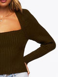 Ribbed Square Neck Long Sleeve Sweater - Your Second Look
