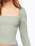Ribbed Square Neck Long Sleeve Sweater - Your Second Look