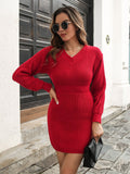 Ribbed V - Neck Sweater Dress - Your Second Look