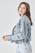 RISEN Full Size Button Down Cropped Denim Jacket - Your Second Look