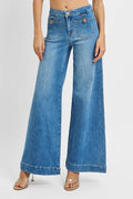 RISEN Full Size Mid Rise Wide Front Patch Pocket Jeans Plus Size - Your Second Look