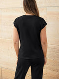 Round Neck Cap Sleeve Top and Pants Knit Set - Your Second Look